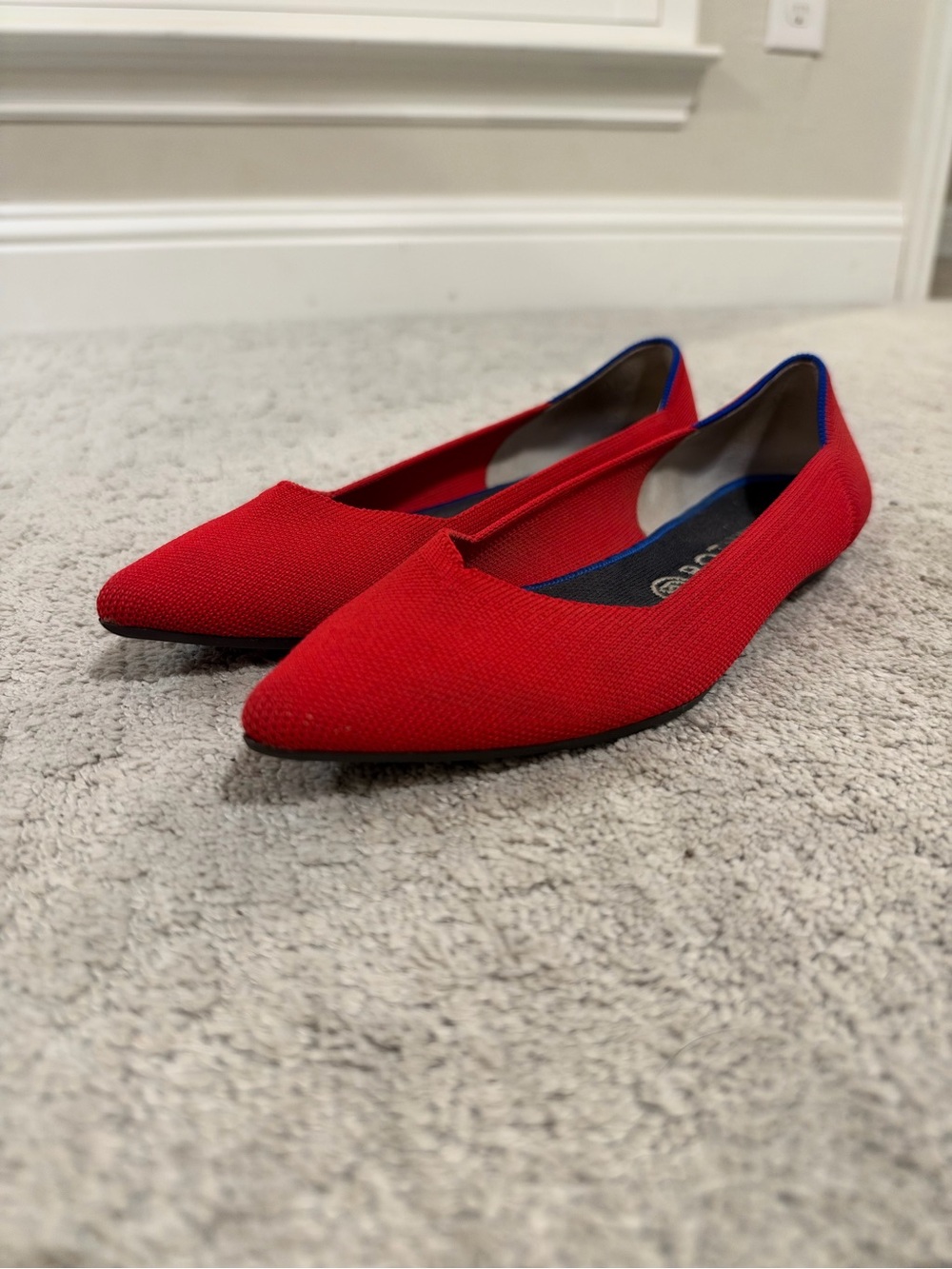 Rothy's Red Pointed-Toe Knit Flats